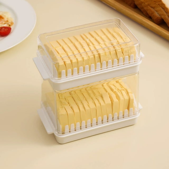 Boîte de Rangement pour Fromage Frais, Réutilisable, Gobelet en Plastique, Sans Bpa, Compacte, pour la Cuisine, pour Conserver le Fromage, pour Organiser le Réfrigérateur, PENDANE, Blanc
