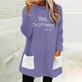 thumbnail image 2 of Penkiiy Chandails Molletonnés Doublés en Sherpa pour Femmes, Col Rond, Chandail Molletonné Duveteux, Chandail d'Hiver Chaud avec Poches 2024 m Violet, 2 of 6