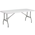 thumbnail image 1 of 30''W x 72''L Bi-Fold Granite White Plastic Folding Table, 1 of 8
