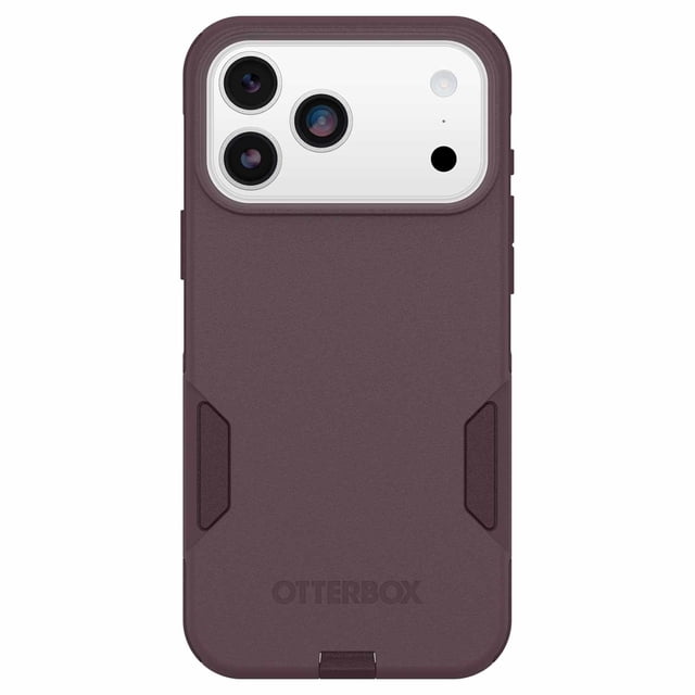 OtterBox Commuter MagSafe Case w/Camera Control Trailhead in purple for iPhone 17 Pro Max, featuring a slim dual-layer design with textured grip sides, precise camera cutout with protective bumpers, port covers, and built-in magnets for MagSafe compatibility, ideal for rugged everyday protection.