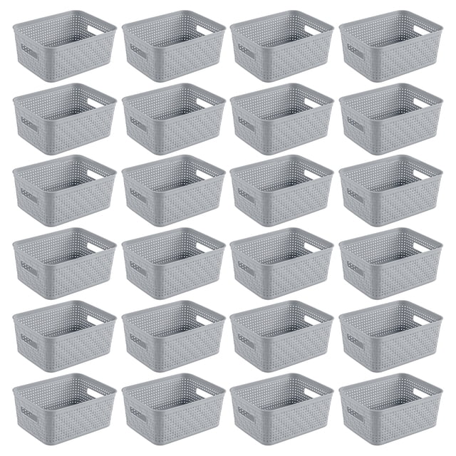 Sterilite 10 x 8 x 4.25 Inch Woven Rectangular Short Basket (24 Pack)