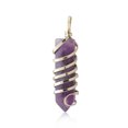 thumbnail image 1 of yingyy Wire Wrapped Charm Hanging Pendant Colorful Exquisite Crystal Crafting Necklace Keychains Earrings Accessories Amethyst 1Set, 1 of 6
