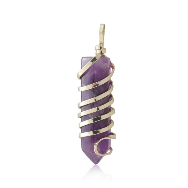 yingyy Wire Wrapped Charm Hanging Pendant Colorful Exquisite Crystal Crafting Necklace Keychains Earrings Accessories Amethyst 1Set