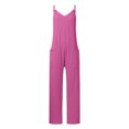 thumbnail image 4 of TrendOFT Jumpsuits For Women Casual Summer Solid Loose Pocket Spaghetti Strap Wide Leg Womens Overalls Rompers Purple S, 4 of 5