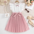 thumbnail image 2 of LUOGENLI Dress Girls Summer Dress with Ruffled Sleeves Color Block Pleated Design Toddler to Big Kid Dress Dress for Girls Midi Length Petite 10 Years, 2 of 3
