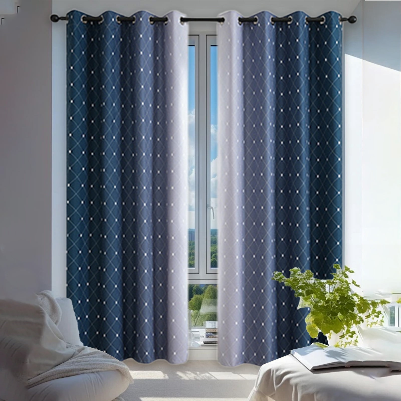 Blackout Gradient Curtain Panels for Bedroom and Living Room, Heat ...