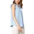 thumbnail image 4 of INSPIRE CHIC Women's Ruffled Sleeveless Pullover V- Neck Work Blouses Tops M Blue, 4 of 8