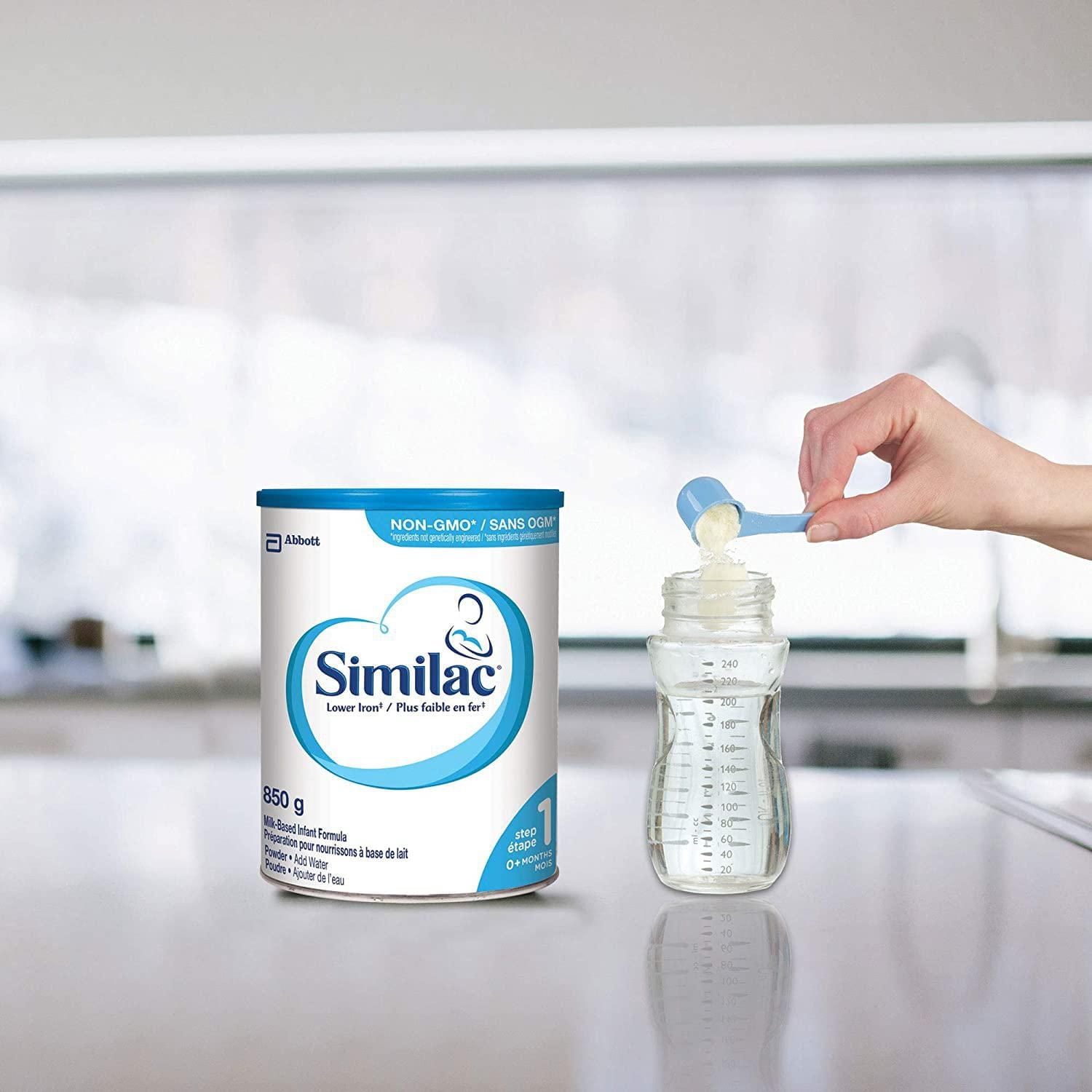 Similac Lower Iron Non-GMO Baby Formula Powder, Newborn Formula, 0+ Months, 850 grams