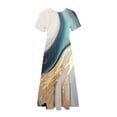 thumbnail image 3 of Pisexur Robes d'Été de Plage pour Femmes Décontractées à Fleurs à Manches Courtes Boho Robe Maxi à Fleurs Col Ras du Cou Smockée à Étages Fluide Longues Robes, 3 of 4