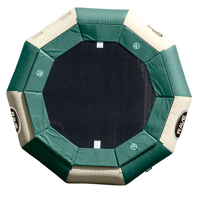 Rave Sport Aqua Jump Eclipse 120 Water Trampoline with Ladder, Green and Tan