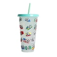 thumbnail image 2 of Oleegame 1PC Glass Bottle Creative Water Cup Football Cup PP Plastic Straw Cup Football Plastic Transparent Straw Cup 710ml Cold Change Temperature Sensitive Plastic Cup, 2 of 4