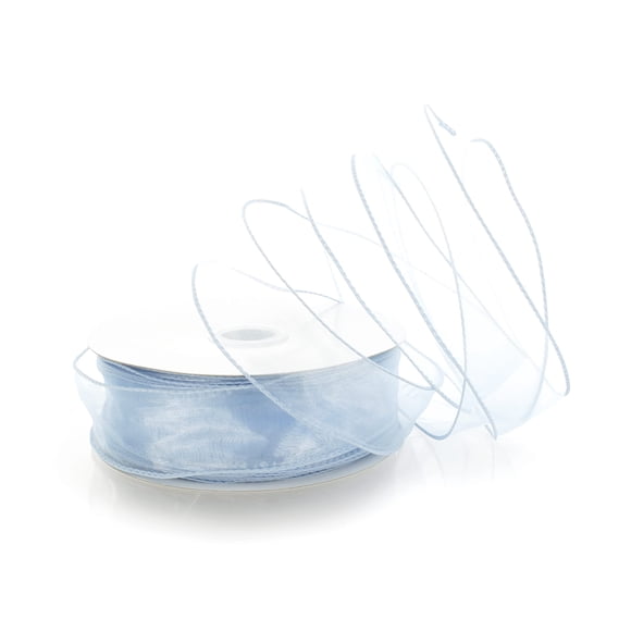 Ribbon Traditions 1.5" Wired Sheer Organza Ribbon Frosty Blue 50 Yards