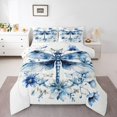 thumbnail image 1 of Erosebridal Dreamy Dragonfly Bedding Queen Comforter Set, Spring Blue Blossoms Down Comforter, Reversible 3-Piece, Reversible, 1 of 7