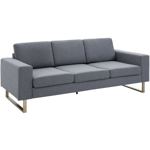 HOMCOM Moderne 3 Canapé de siège, Linge rembourré Cozy Couch rembourrée avec jambe en acier, dossier et accoudoir large, Gris