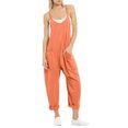 thumbnail image 1 of TrendOFT Jumpsuits For Women Casual Summer Solid Loose Pocket Spaghetti Strap Wide Leg Womens Overalls Rompers Orange M, 1 of 5