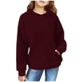 thumbnail image 1 of FAOWME Child Solid Color Hooded Silk Checked Tops Coat Wine 5-6 Years, 1 of 4