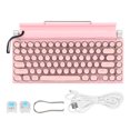 thumbnail image 2 of Mechanical Keyboard, Typewriter Mechanical Keyboard Retro Round Keycap Support 3 Devices FN Master 83 Keys  For Cellphone Pink, 2 of 8