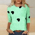 thumbnail image 1 of SDNall Mode Femmes T-shirt Imprimé Mi-Longueur Manches 3/4 Blouse Col Rond Hauts Décontractés, 1 of 9