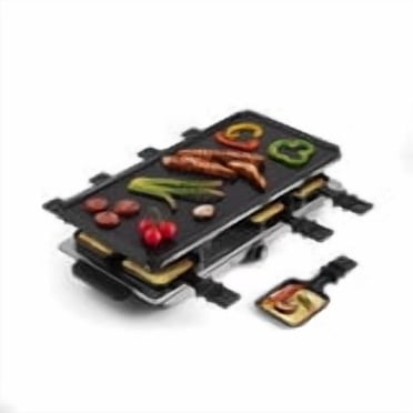Swissmar Geneva 8 Person Raclette Party Grill with Reversible Non-Stick Grill Plate, Heat Resistant Spatulas