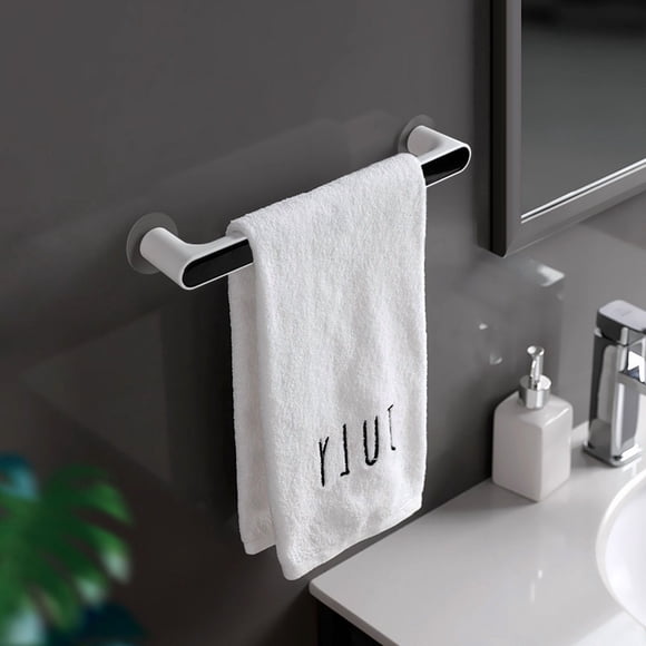 Nordic Minimalist Black Short Bathroom Towel Rack - 26.5cm Length, No-Drill Suction Cup Design, Durable Plastic Single Rod for Shower/Bathroom, Versatile Wall-Mounted Storage, Export Quality