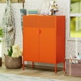 thumbnail image 4 of CHSHIN 47.2"H Orange Metal Locker Storage Cabinet with 2-Mesh Doors,3-Tier for Office,Home,Entryway, 4 of 8