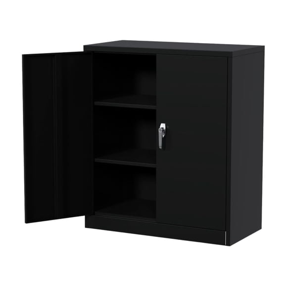Yiwa 35" Metal Storage Cabinet, Compact Rust Resistant Steel Cabinet with Lockable Doors and Adjustable Shelves for Office, Workshop or Home Garage