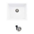 thumbnail image 2 of Stylish Dual Mount 22" White Composite Granite Single Bowl Kitchen Sink with Strainer S-822H, 2 of 14