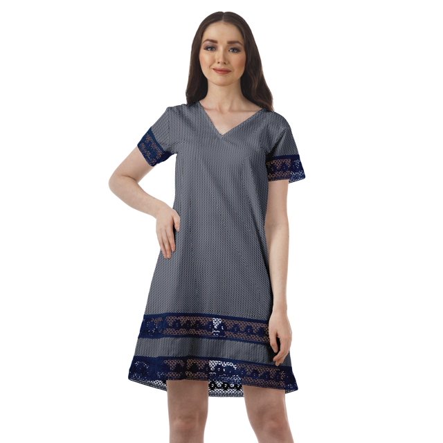 Moomaya Tenues d'Été Coton Flex Imprimées Robes Courtes pour Femmes Tenue Décontractée