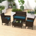thumbnail image 1 of Costway 4 PCS Patio Furniture Set withWashable Cushions and Tempered Glass Coffee Table Blue, 1 of 9