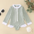 thumbnail image 2 of Toddler Girls Rash Guard Bathing Suits Cute Sun Protection Long Sleeve Girls Bathing Suits Size 12-18 Months, 2 of 7
