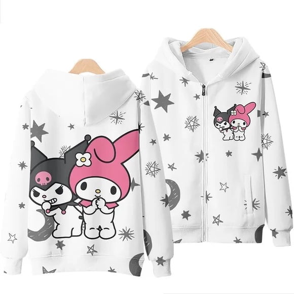 Sanrio Kuromi Cotton Zipped Hoodie My Melody Cartoon Spring Autumn Jacket Cute Casual Outdoor Coat Anime Loose Sweater Girl Gift