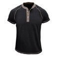 thumbnail image 1 of Penkiiy T-Shirt pour Homme à Manches Courtes, Décontracté, Mode, Col Rond, Chandail, Boutons, Blouse, TG, Noir, 1 of 1