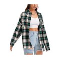 thumbnail image 1 of Women Plaid Flannel Shirt Jacket Button Down Lapel Long Sleeve Shirts Blouse Shacket Cardigan Coats Fall Spring Clothes, 1 of 7