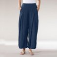 thumbnail image 1 of Lenago Wide Leg Pants for Women Plus Size Women Pure Color Tightness Wide Leg Pants Pocket Easy Trousers Full Length Loose Pants for Women on Clearance, 1 of 9