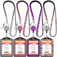 thumbnail image 2 of New Rhinestone Badge Holder ID Lanyard Bling Crystal Necklace Strap Badge Card Holder Protector Case Retractable Hanging Rope Pink-Horizontal card, 2 of 6