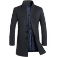 thumbnail image 1 of Men's Trench Coat Long Wool Blend Overcoat Slim Fit Down Topcoat, 1 of 1