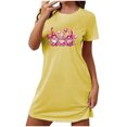 thumbnail image 1 of Chemises de Nuit pour Femmes, Douce Confortable Légère à Manches Courtes Robe de Nuit Confortable pour Dames à Imprimé Cœur Robes de Nuit pour Femmes Robe de Sommeil Jaune G, 1 of 5