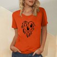 thumbnail image 2 of Dadaria T-Shirt pour Femme T-Shirt Orange Hauts T-Shirt à Manches Courtes Col Ras du Cou Tee d'Été Empreintes de Mains Chandail Blouses S, 2 of 5