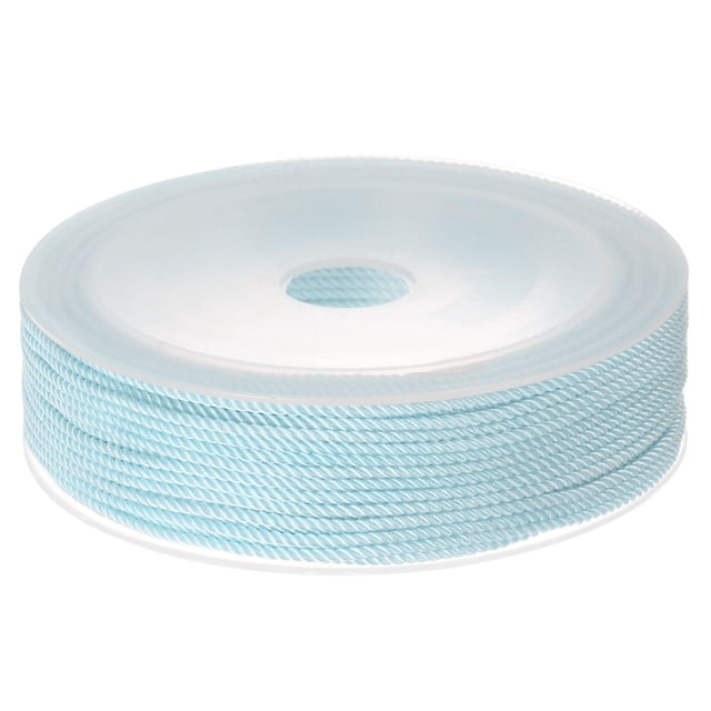 Unique Bargains Twisted Nylon Twine Thread Beading Cord 1.5mm 20M/65 Feet Extra Strong Braided Nylon String, Light Blue