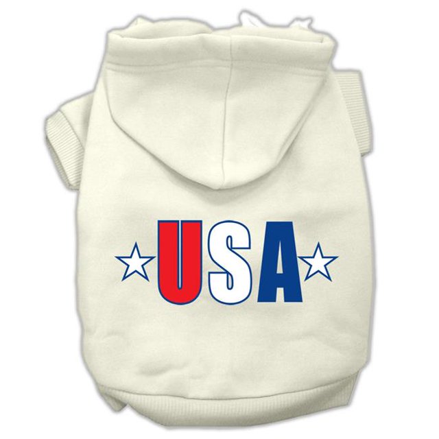 Usa Star Screen Print Pet Hoodies Cream Size Xxxl (20)