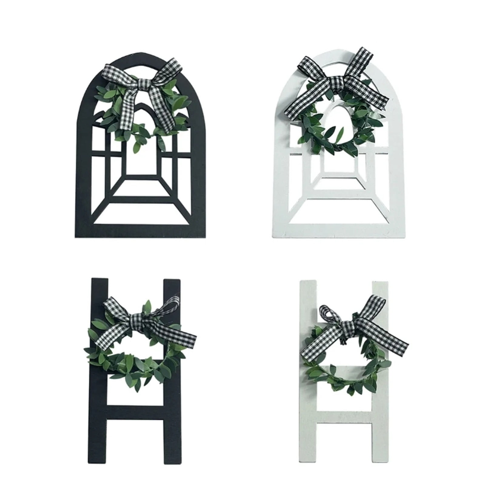 Creative Vintage Rural Farmhouse Style Window Frame Ladder Ornament: Wooden Frame Design For A Warm And Retro Wall Decoration Adding Fun And To Your