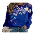 thumbnail image 1 of QJUHUNG Sweat-Shirt Décontracté à Manches Longues pour Femmes Papillon Imprimé Graphique Floral Pull Léger, 1 of 3