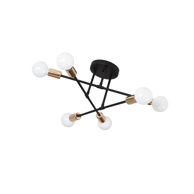 Modern Ceiling Light Matte Black room lights office cool Finish Retro Look 6-Light Black+Gold
