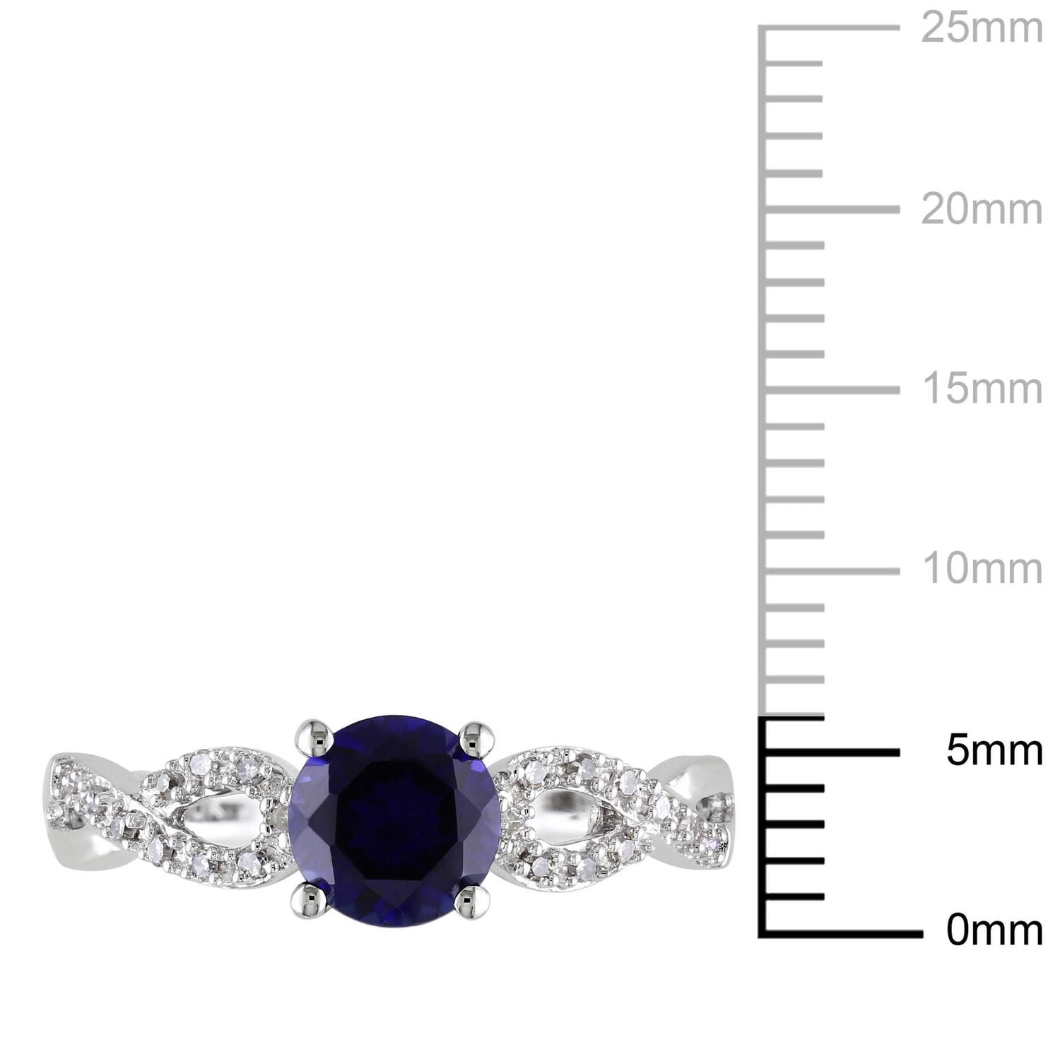 Tangelo 1 Carat T.G.W. Created Ruby And 0.10 T.W. Diamond 10 K White Gold Cross-Over Ring