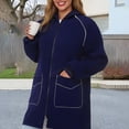 thumbnail image 2 of Breezora Manteau Long à Capuchon Résistant à l'Eau pour Femmes avec Détails Réfléchissants, devant à Boutons, Vêtement d'Extérieur de Protection contre la Pluie, Taille TTG, Bleu Marine, 2 of 9
