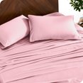 thumbnail image 4 of Bare Home Bamboo Sheet Set - Made from Rayon Fibers - Deep Pockets - 4 Piece - Split Head Flex King, Light Pink, 4 of 7
