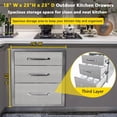 thumbnail image 1 of AKDSteel Outdoor Kitchen Drawers, 24" x 6.5" x 23" Stainless Steel Flush Mount Bbq Drawers With Grooved Handle, 3-Layer Design, 1 of 7