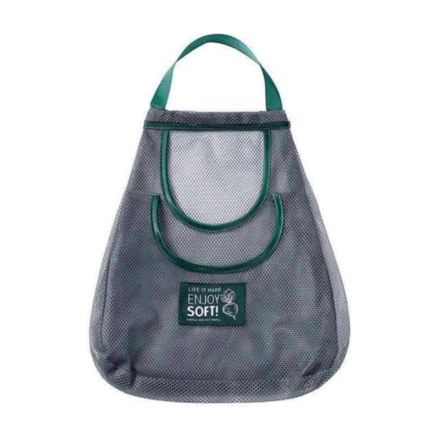 Storage Bag Organizer Mesh Hanging Kitchen Produce Holder For Onions Garlic Potatoes Ginger 41 cm x 30 cm Gray Nylon