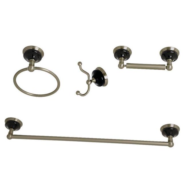 Water Onyx Bathroom Accessory Set, Brushed Nickel - 4 Piece