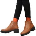 thumbnail image 4 of Chaussures Décontractées Confortables pour Femmes à Bout Rond avec Fermeture Éclair, Unies, Bottines à Talon Moyen Confortables, 4 of 9